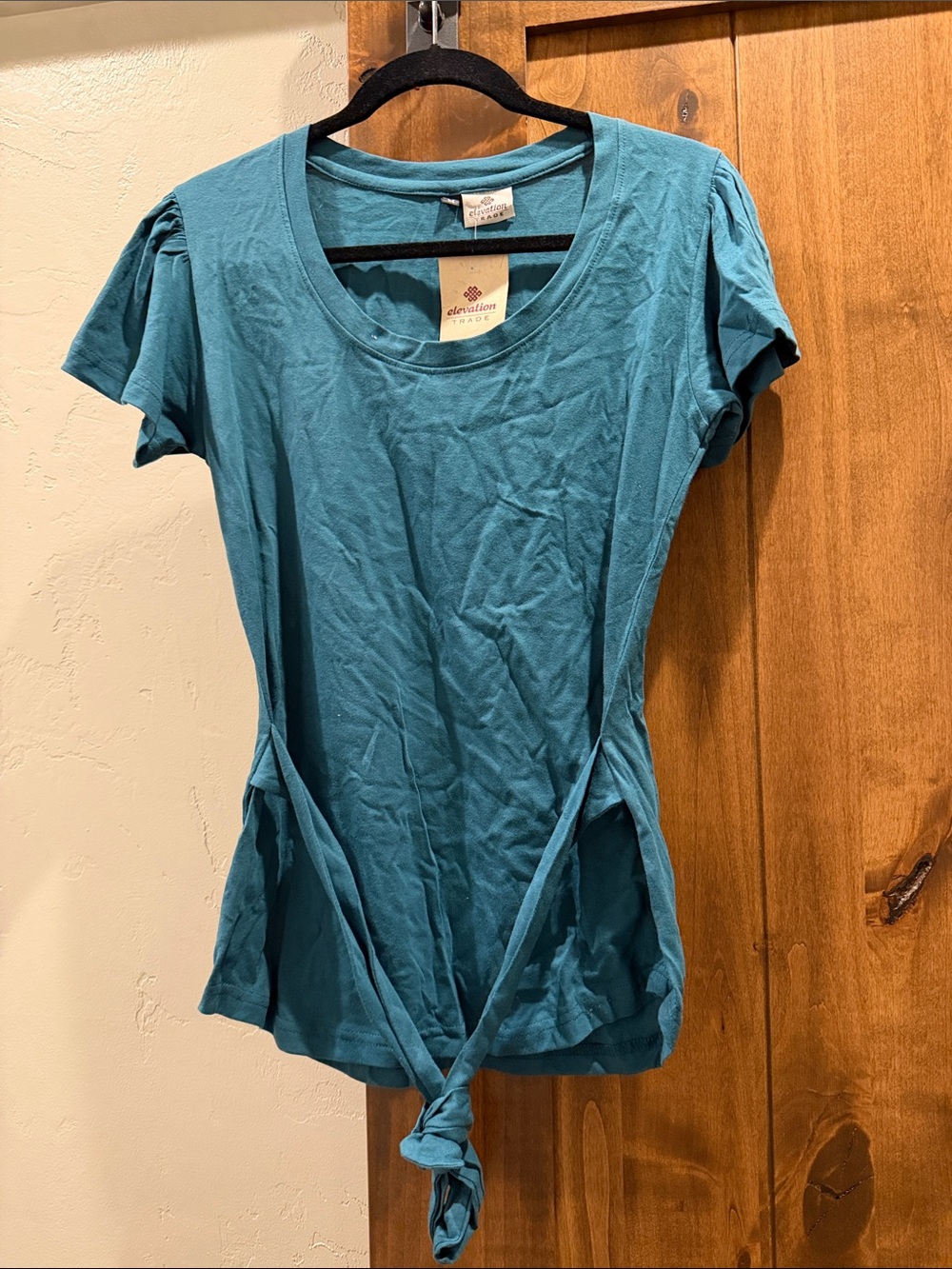 Women's Teal Tie-Waist Short Sleeve Tee by Noonday Collection